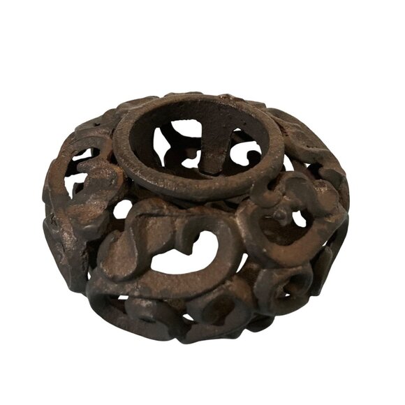 Ornate Cast Iron Decorative Candle Holder - Picture 1 of 9